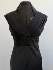 Vintage Y2K Black Silk Cocktail Dress with Beaded Waist Size 4 New No Tags