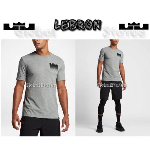 NIKE LEBRON BRAND MARK GREY BLACK DRI FIT WITNESS SHIRT SZ MEDIUM ( 806741-063 )