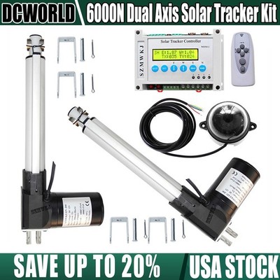 Solar Tracker Dual Axis Complete Kit-6000N 8'' Linear Actuators W/ LCD Controller