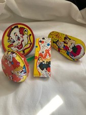 Vintage Tin Party Noisemakers / Lot of 4