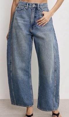 Good American 10/30 Extreme Barrel Jeans Indigo Balloon Wide Leg High Rise NWT