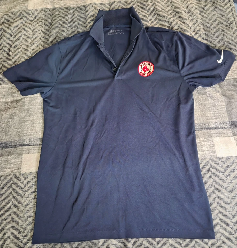 Boston Red Sox Polo Nike Golf Shirt Size M Standard Fit Dri-Fit 100% Polyester - Image 2 of 4