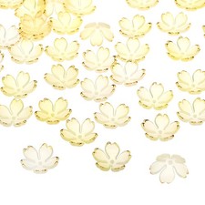 50 Pcs Gold-Plated Acrylic Cherry Blossom Flower Beads, Yellow Gradient