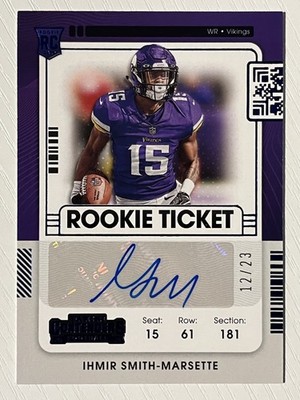 Ihmir Smith-Marsette 2021 Panini Contenders Rookie Auto Blue Foil 12/23 Iowa