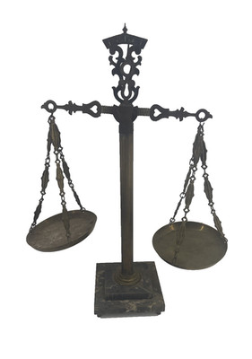 Vintage Original DE FAVERI CREATION Italian Brass & Marble Balance Scales