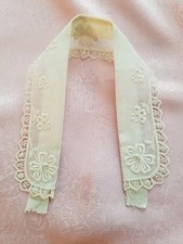 Vtg. Detachable Antique Edwardian Handmade Lace Linen Collar with DAISY FLOWERS