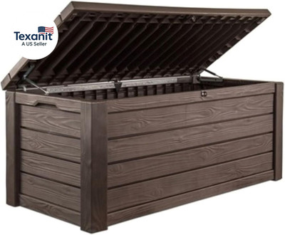 Westwood 150 Gallon Deck Box Organizer, Doubles as 2-Person Bench Seat, Brown  