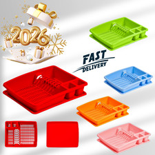 Kitchen Dish Drainer Rack with Drip Tray Plastic Sink Cutlery Plate Bowl Holder