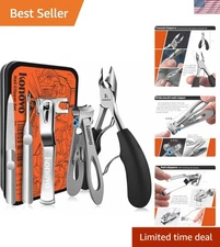 Stylish Toenail Clippers Set for Seniors: Wide Jaw & Rotating Easy Grip Design