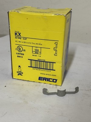 ERICO P/N: KX CABLE/CONDUIT CLIP AC MC OR BX TO #12 THRU #8 WIRE BOX OF 100 S15
