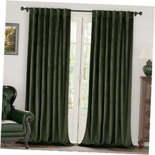 Velvet Curtains 84 Inch Length, Thermal 52"W x 84"L Pack of 2 Olive Green