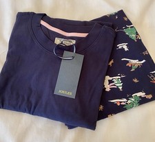 Joules Women’s Lyla Navy Festive Pyjama Set Size L New - Pyjamas