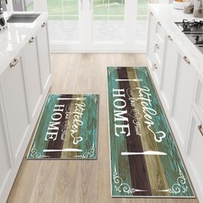 Kitchen Rug Sets 2 Pieces, Washable Kitchen Mats for Floor, Non Slip Soft