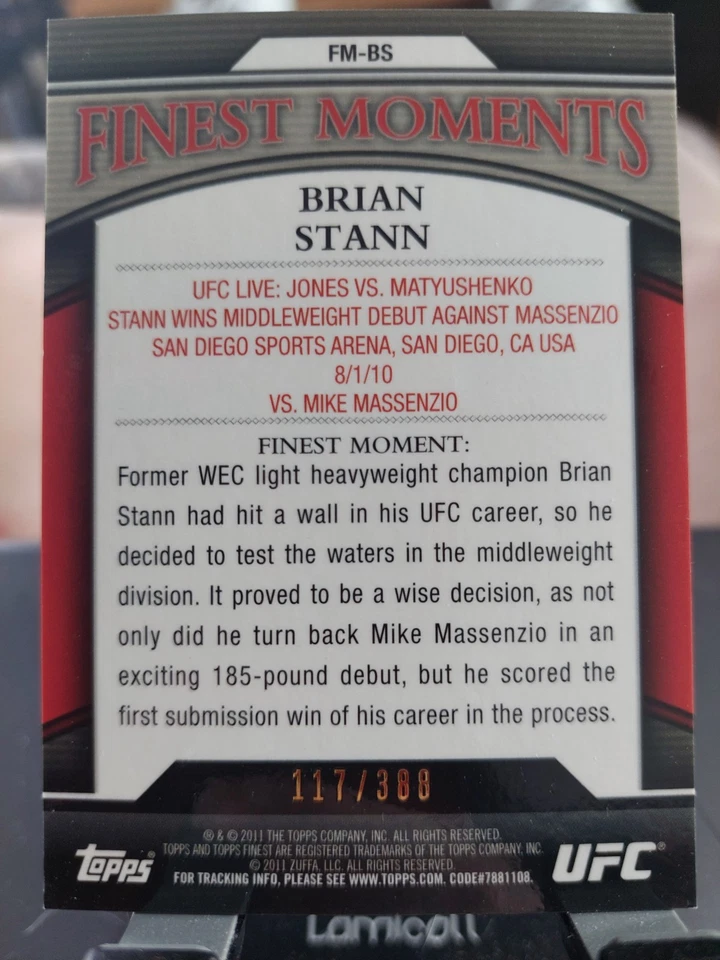 Brian Stann #FM-BS Finest Moments 2011 Topps UFC Finest X-Refractor #117/388 - Image 2 of 2