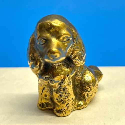 VTG Miniature Solid Brass Cocker Spaniel Puppy Dog Figurine 1.75”H Paperweight
