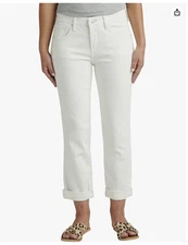 WOMENS JAG GIRLFRIEND CARTER JEANS MID-RISE 16W CROP SUMMER WHITE STRETCH $84