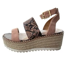 Crown Vintage Sandals Shoes Daylen Wedge Desert Rose Tan Snake Leather Size 7.5