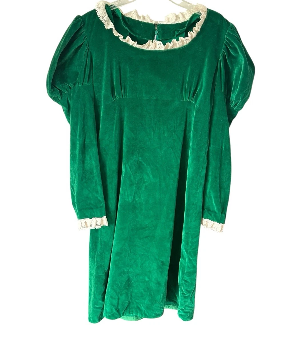 slim fit dress slacks Retro Green Velvet Christmas Dress main image 1