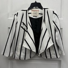 Cartonnier Anthropologie Blazer Jacket Striped Draped Open Front Sz 6 M