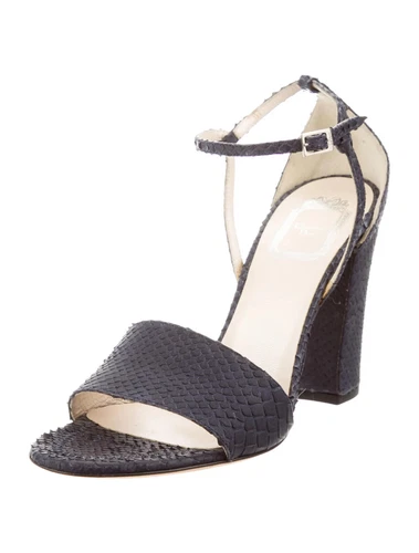 Sandales à talons plateforme Christian Dior en peau de serpent 9 Bleu marine