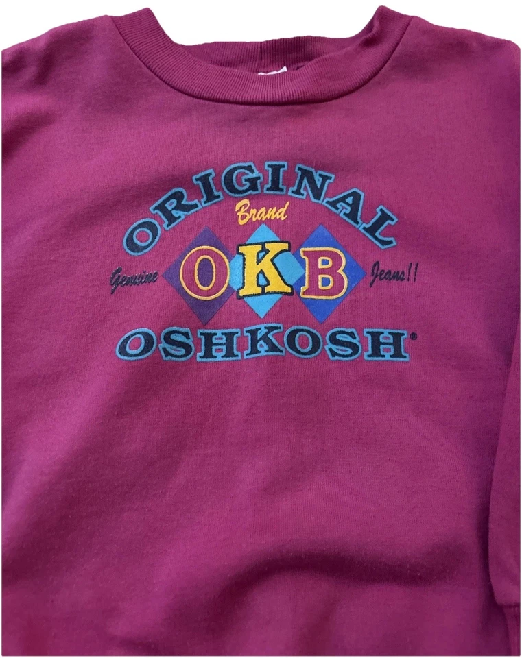 Vintage OshKosh B’gosh Original Brand Fuchsia Kids Crewneck Sweatshirt Size 6 - Image 4 of 4