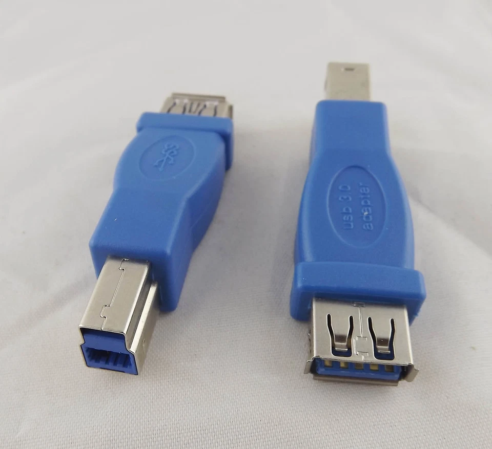 1x USB 3.0 A Female To B Male F/M Printer Data Converter Adapter Connector Blue - Image 2 of 4