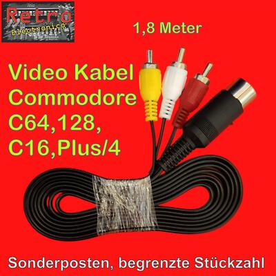 TV Monitor Video Kabel C64 Commodore 64er C128 VC20 C16 Plus/4 DIN Cinch lowcost