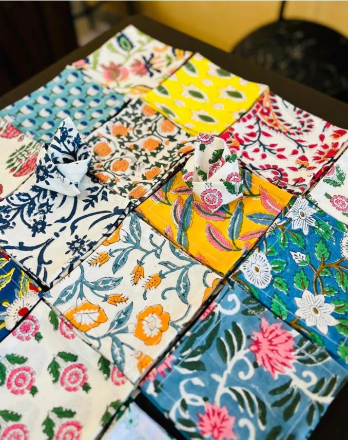 indian hand block printed scrap - scrap bundle - fabric scraps cotton - fabric - Image 2 of 4