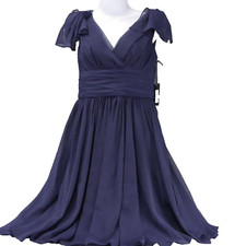 NWT Vera Wang 1F03W25 NAVY BLUE FIT & FLARE DRESS Women's Size 2 RARE NOS