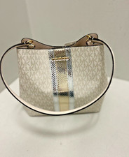 Michael Kors Pratt Medium Women PVC MK Logo Bucket Shoulder Purse Bag(Pale Gold)