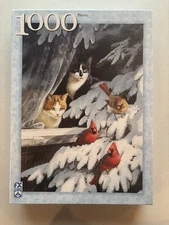 Bird Watchers 1000 Piece Jigsaw Puzzle FX Schmid Cats Snowy Winter New In Box!