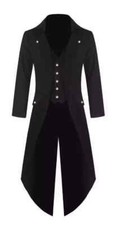 Men's Gothic Victorian Tailcoat Jacket Steampunk Costume Long Coat Black Cotton