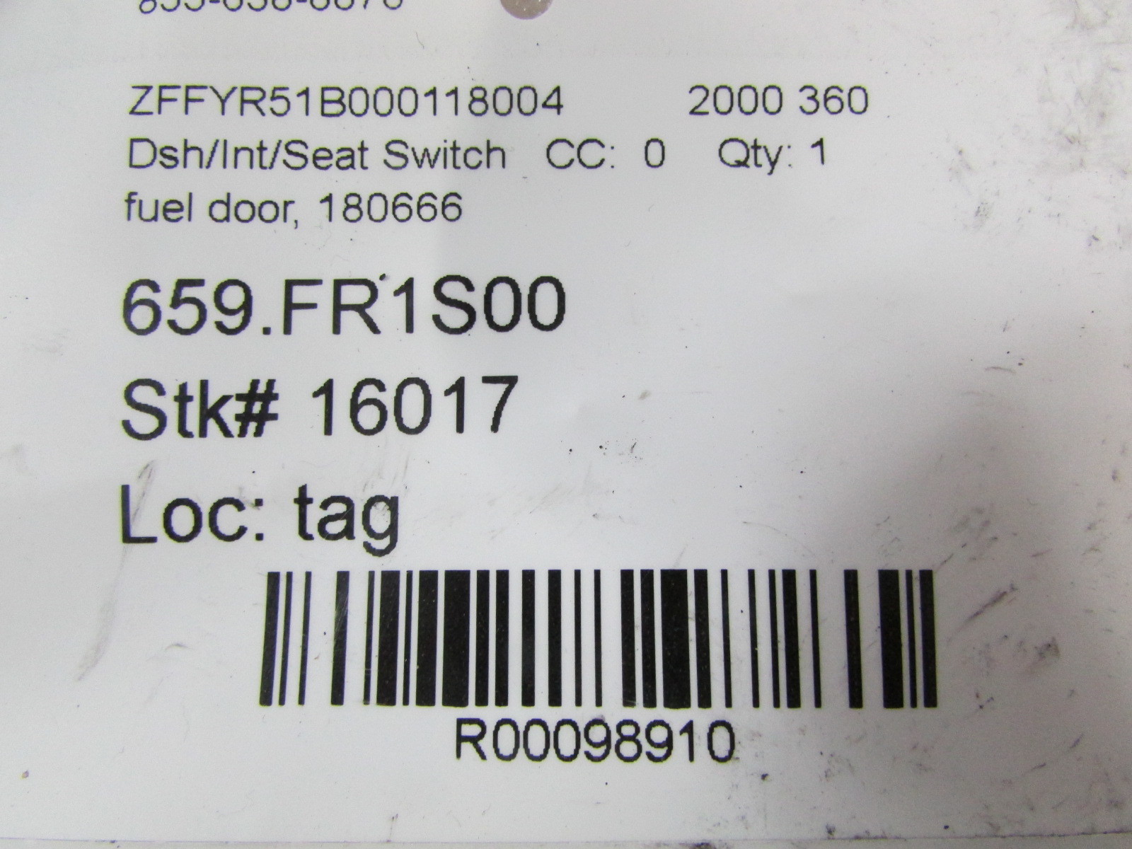 Ferrari 360, Fuel Filler Door Switch, Used, P/N 180710