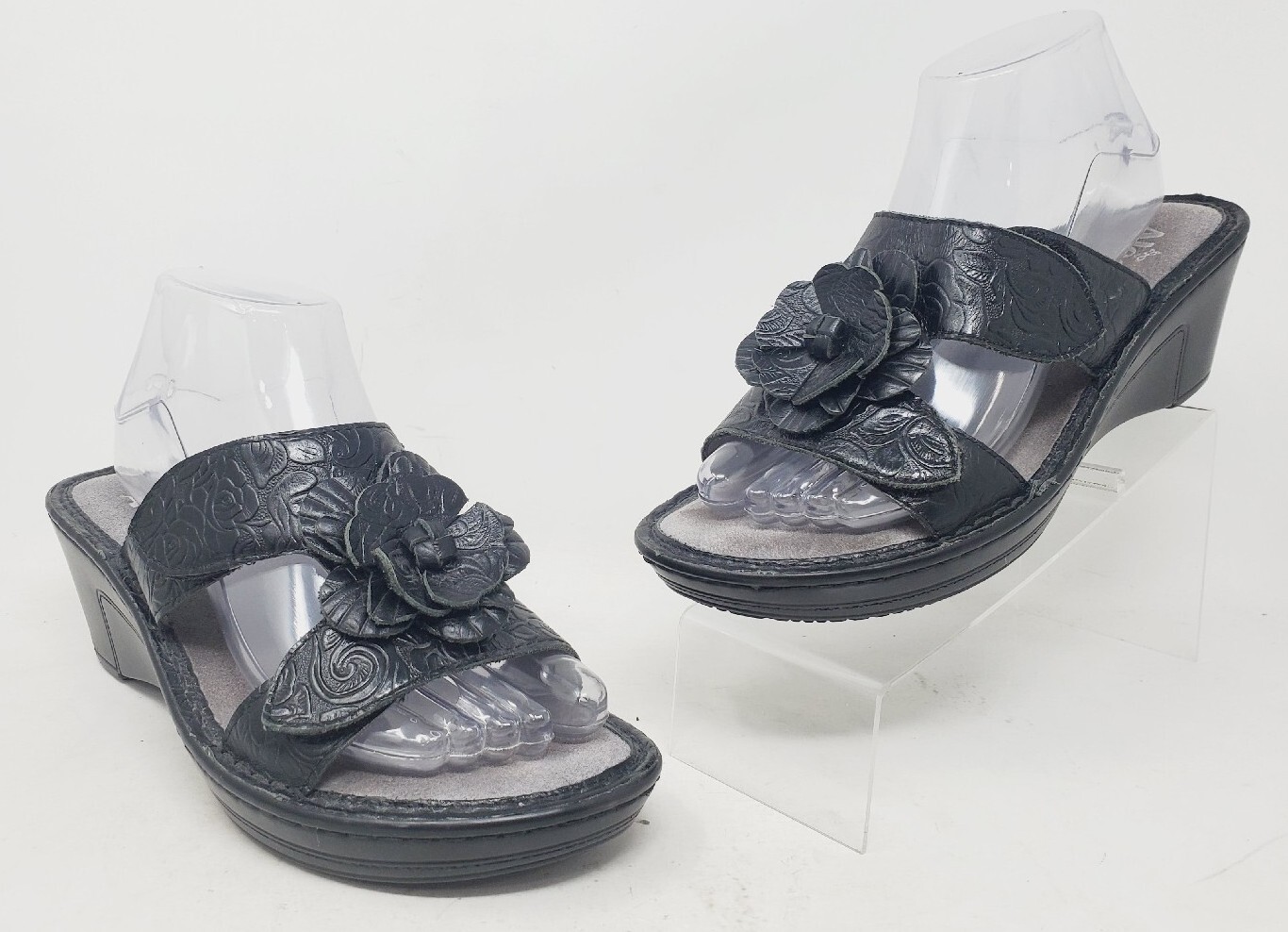 APL Alegria sandalo donna Lana cowgirl tar nero pelle zeppa floreale taglia 38 US 8