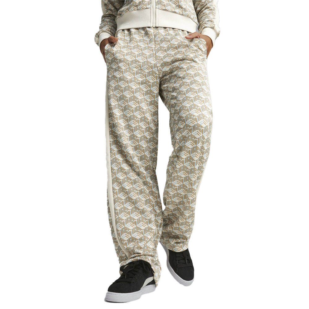 Спортивные брюки Puma T7 с прямыми штанинами Женские бежевые повседневные спортивные брюки 62559983