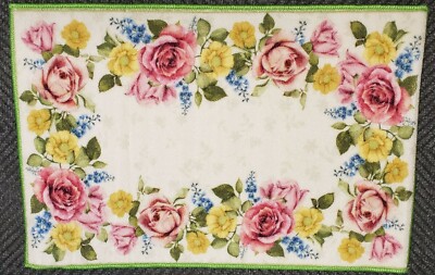 Nylon Kitchen Rug (nonskid)(20''x30'')CREAM COLOR & PINK,YELLOW & BLUE FLOWERS,CE 