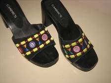 vintage Candies sandals mules multicolor party mirror embellishment heels signed