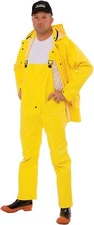 3 Piece Economy .35mm Waterproof PVC RAIN SUIT Safety Rain Jacket Hood Overalls