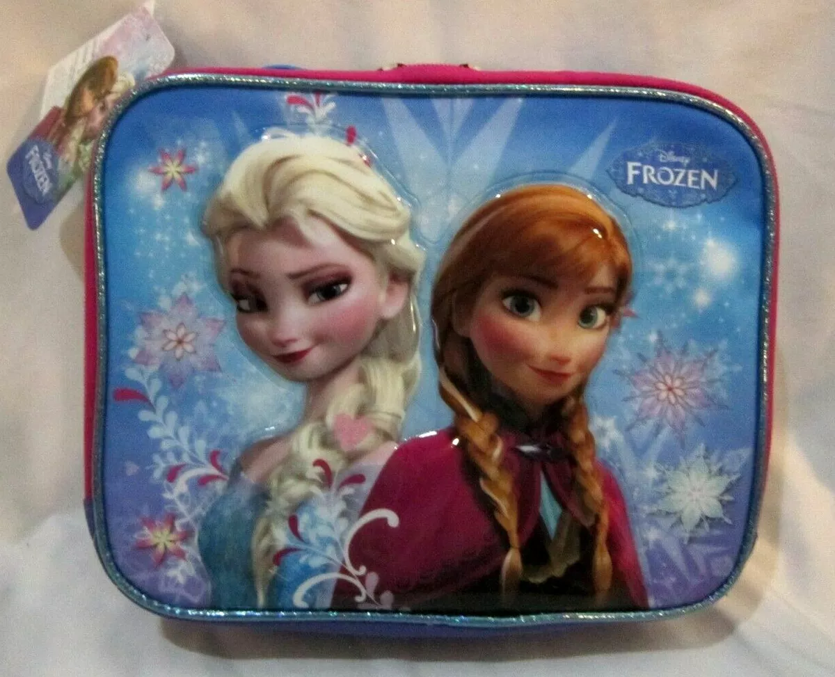 FROZEN ELSA AND ANNA BACK-2-BACK 9.5 PINK/BLUE INSULATED LUNCH BAG  LUNCHBOX-NEW!