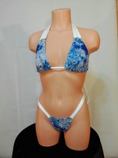 Exotic dancer stripper small multicolor two piece bikini dance outfit-dancewear