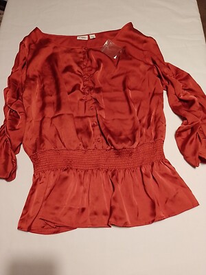 Damen Bluse Cato großer Gummibund geraffte Ärmel kupfer 16071
