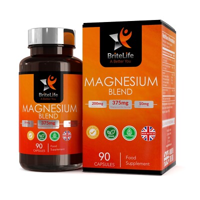 Magnesiummischung | 90 Kappen 375 mg Magnesium pro Portion | Malatcitratglycinat