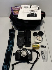 Minolta X-700 35mm SLR W 50mm + 70-210  Lens, Flash,  and Bag Excellent Cond.