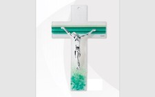 Crucifix cm 21 fabriqué artisanale en verre de Murano made in Italy