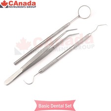 Basic Dental Instruments Set Mouth Mirror, Explorer 5, Cotton Pliers