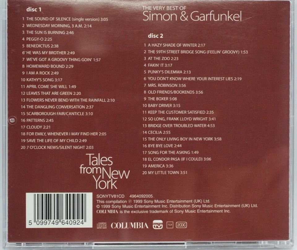 Simon & Garfunkel : Tales From New York (The Very Best Of) 2CD Album  - HTF - Image 2 of 3