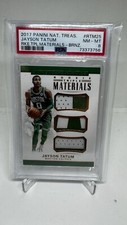 Jayson Tatum 2017 National Treasures RC Triple Material #25 PSA 8 #/25 Bronze