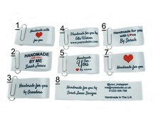 Handmade for you sew in craft business labels for fabric satin ribbon in white