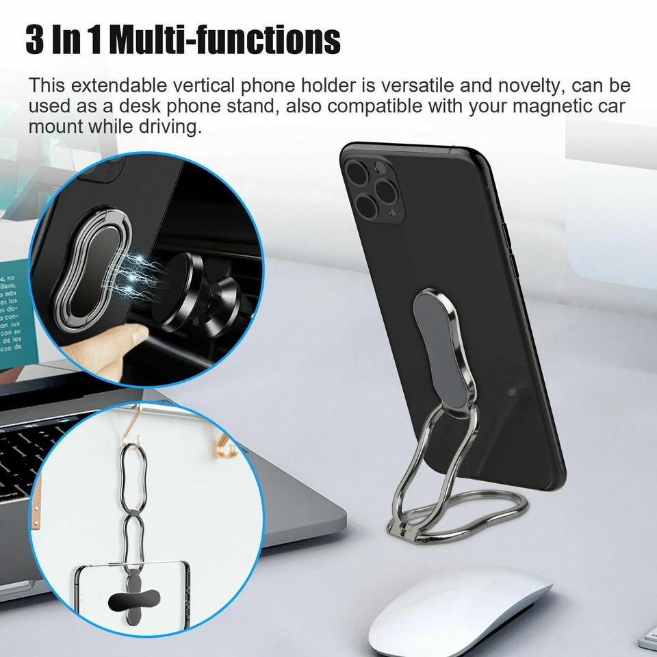 360°Rotating Finger Ring Holder for Cell Phone Universal Back Grip Folding Stand - Image 2 of 4