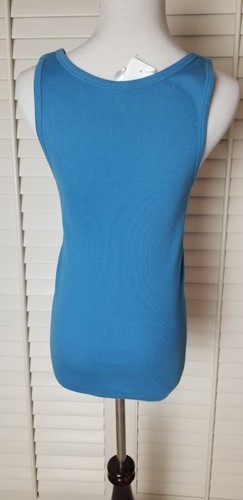 NWT J.Crew Womens Tank Top Cotton Sleeveless Casual Basic Yoga Gym Teal Blue - Picture 4 of 6